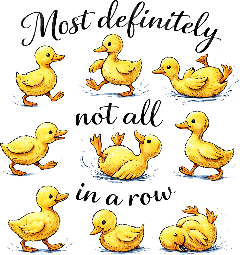 Most Definitely Not All in a Row Ducklings Quote UV DTF Decal