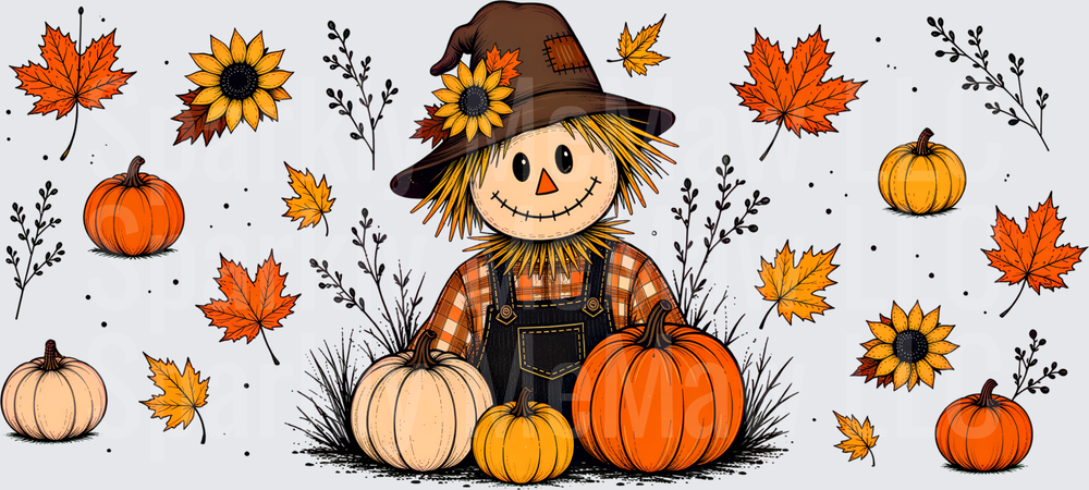 Scarecrow Fall Harvest is a UV DTF 16 OZ Wrap