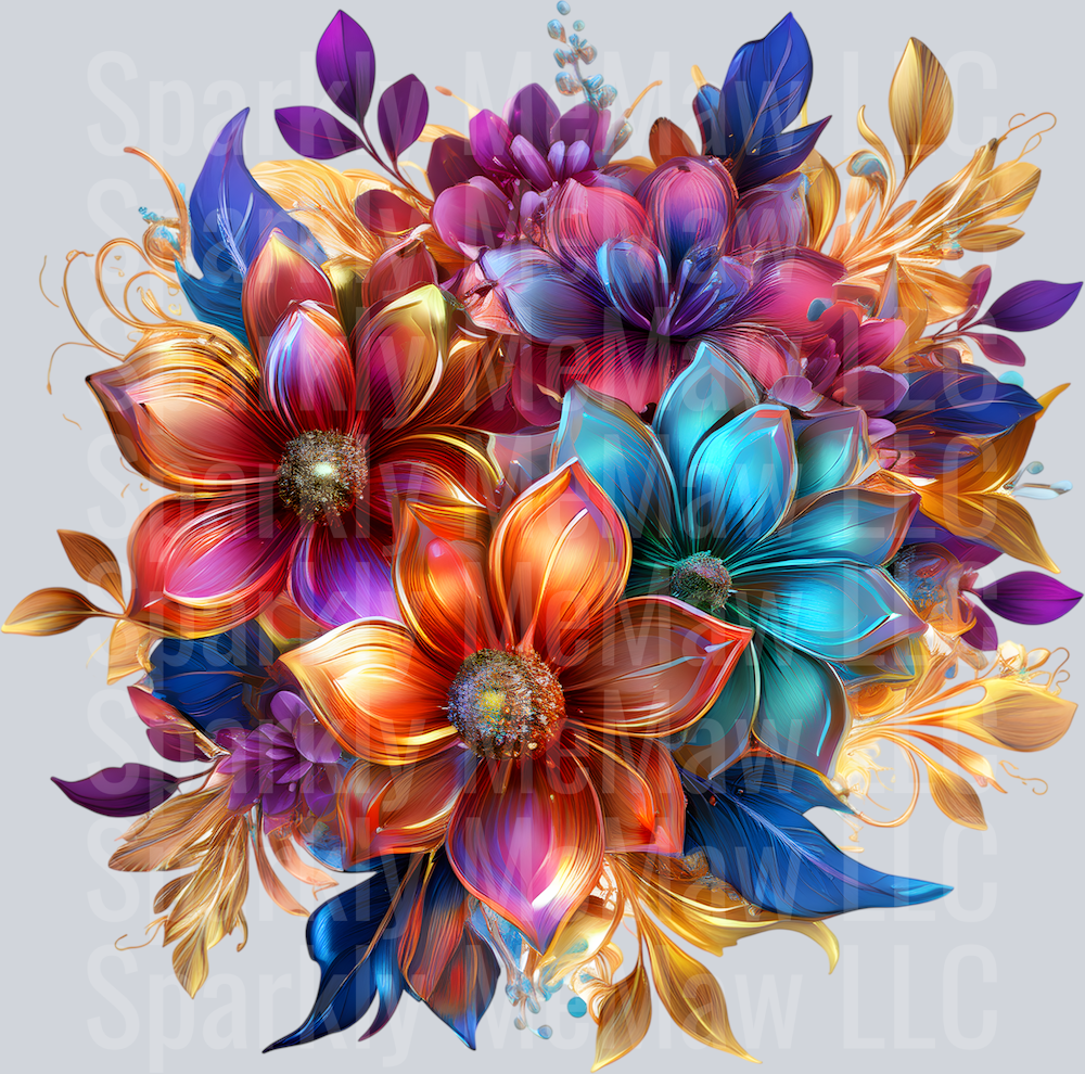 jewel tone floral clipart (73) UV DTF Decal