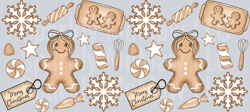 Merry Christmas Gingerbread 1 UV DTF 16 Oz wrap