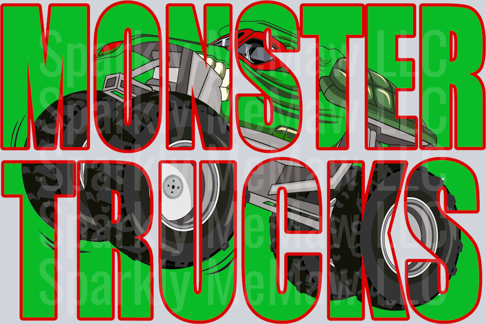 monster trucks turtle DTF Transfer (fabrics)