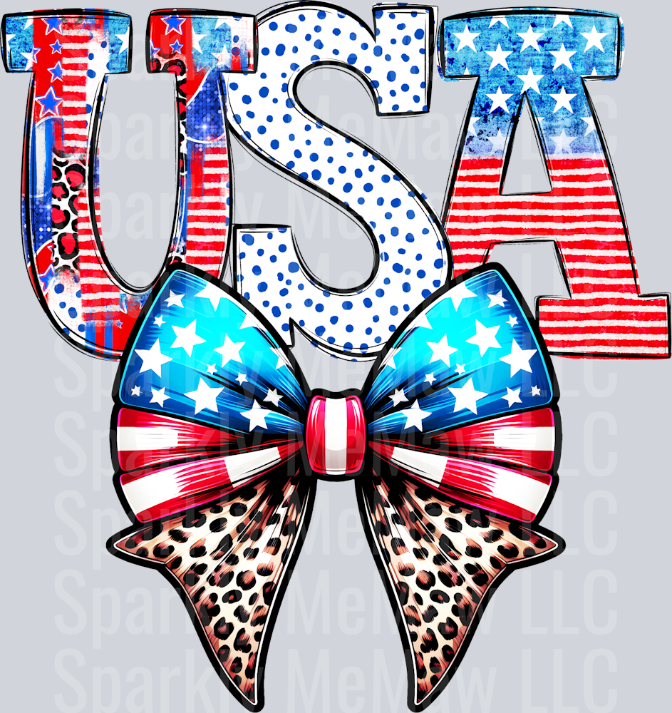 USA With Bow UV DTF Decal