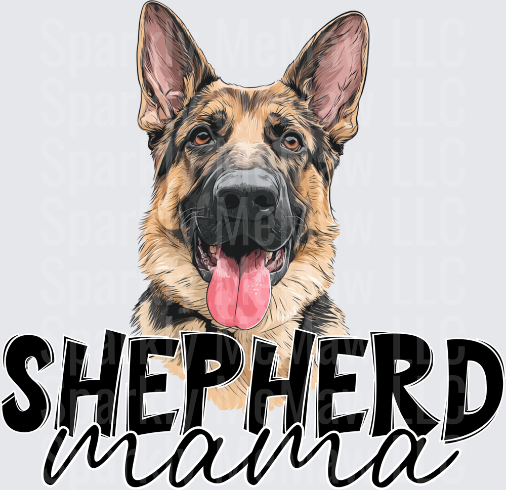 German Shepherd Mama Dog Portrait with Typography UV DTF Decal