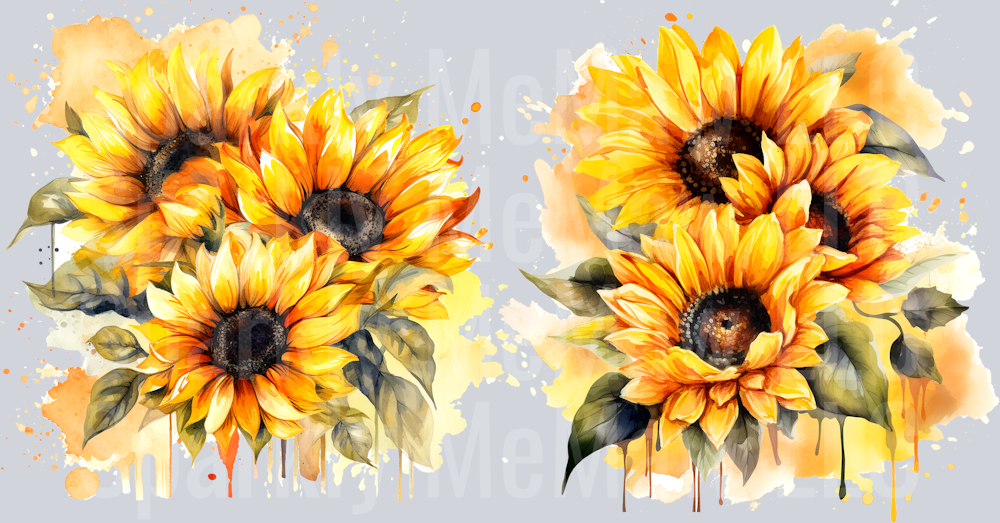 Sunflowers Waterstyle 16 oz UV DTF Wrap