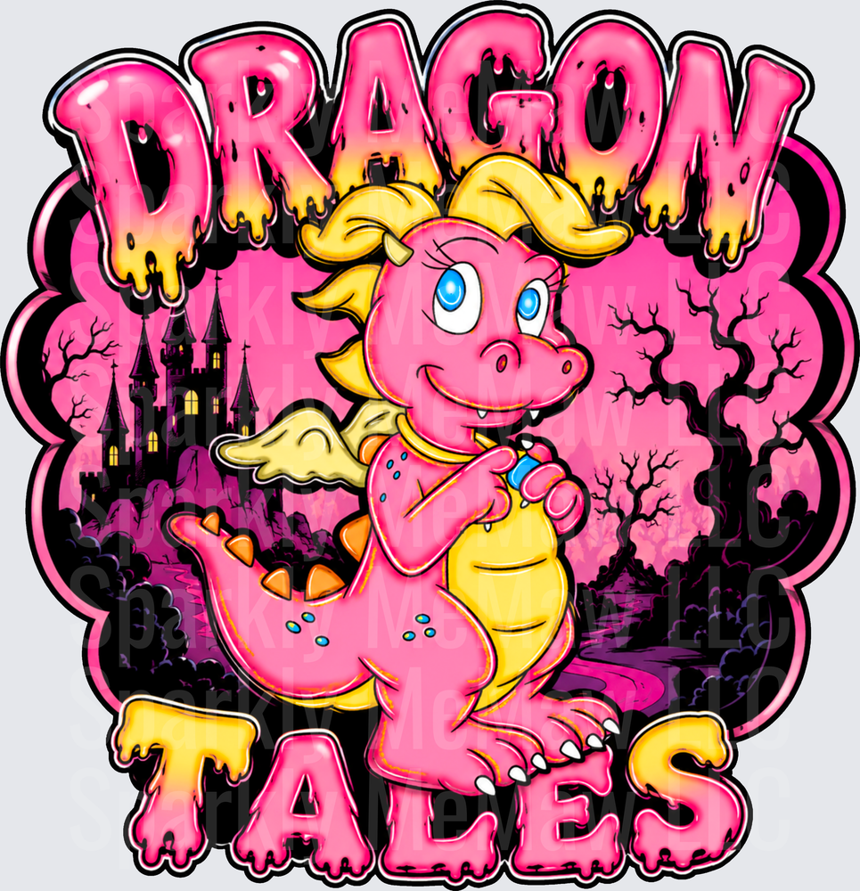 Dragon Tales Pink Dragon UV DTF Decal