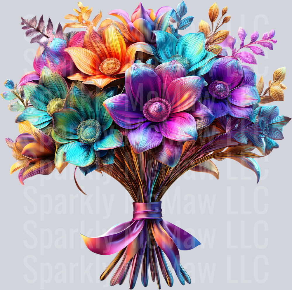 jewel tone floral clipart (114) UV DTF Decal