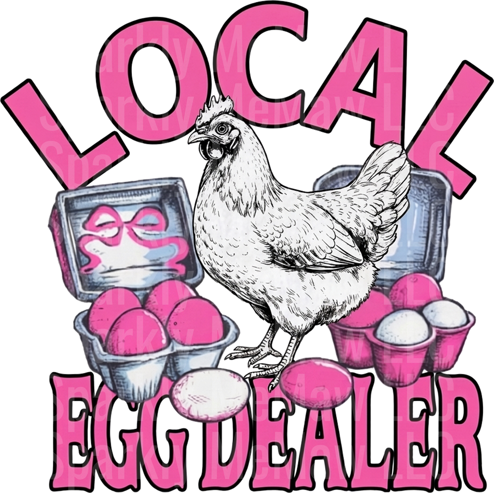 Local Egg Dealer Chicken with Pink Eggs and Cartons UV DTF Decal