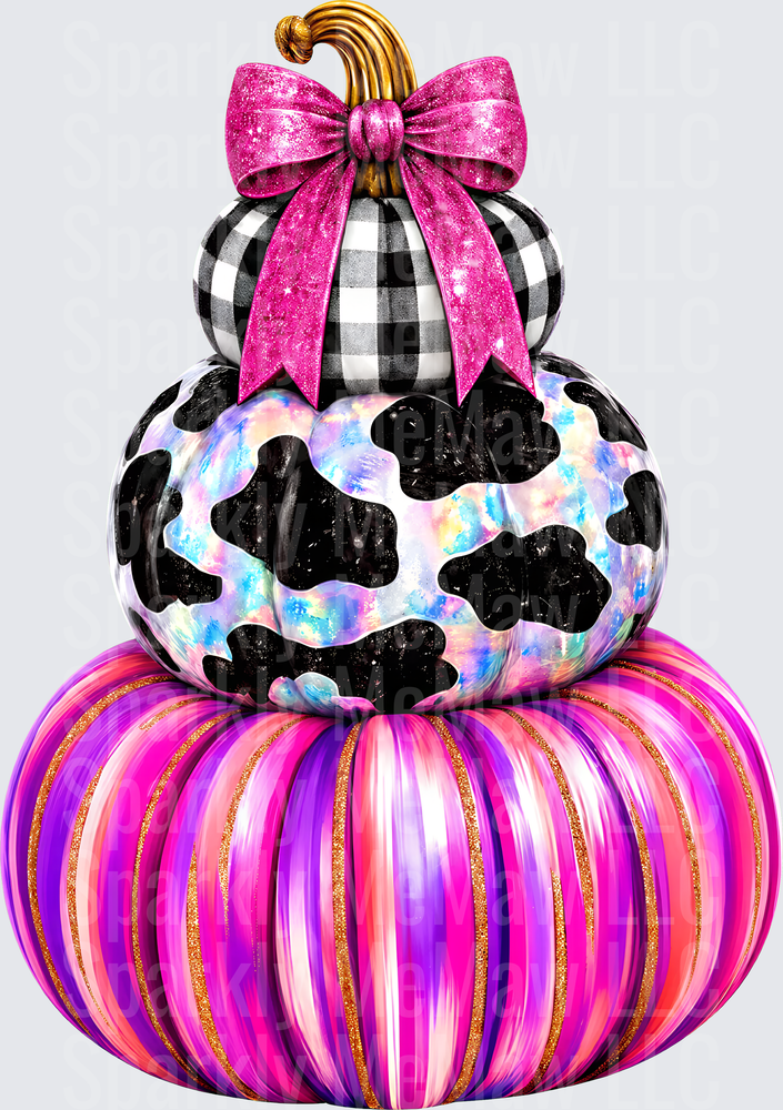 Stacked Glam Pumpkins UV DTF Decal