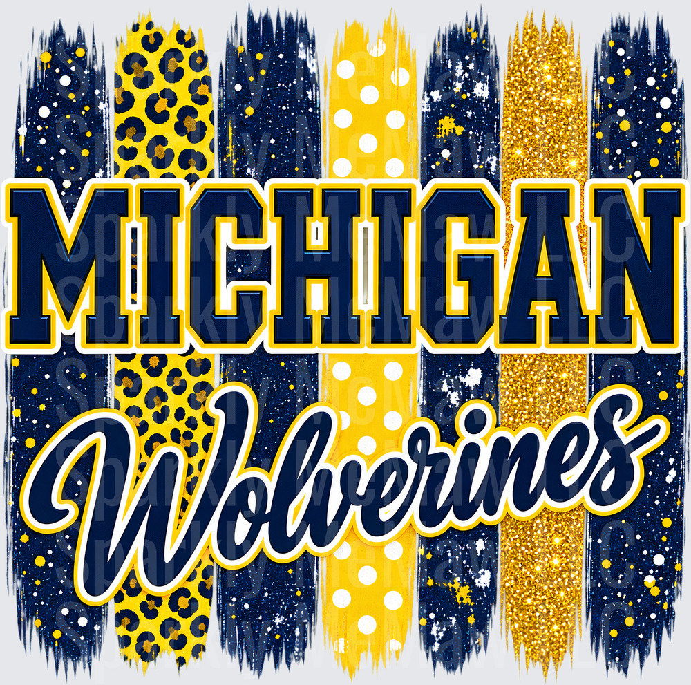 Michigan Wolverines Brush Strokes UV DTF Decal