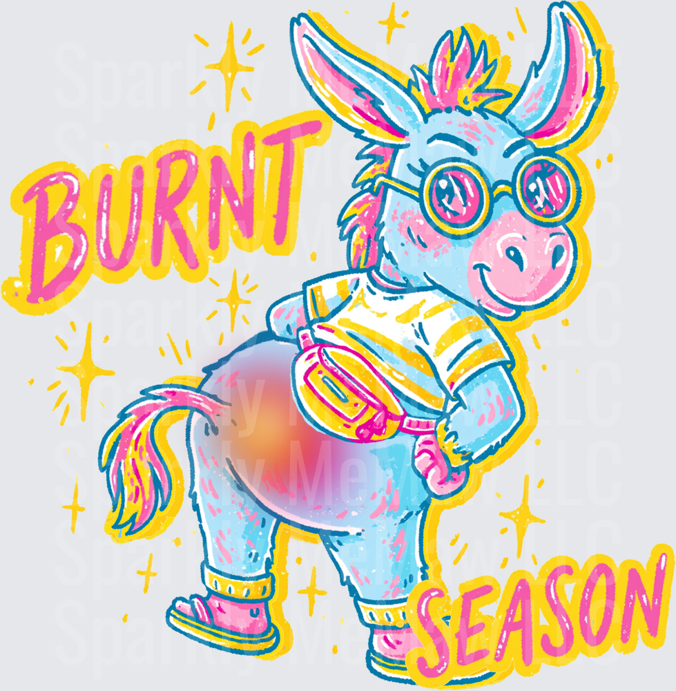 Burnt Season Donkey with Sunglasses and Books DTF Transfer