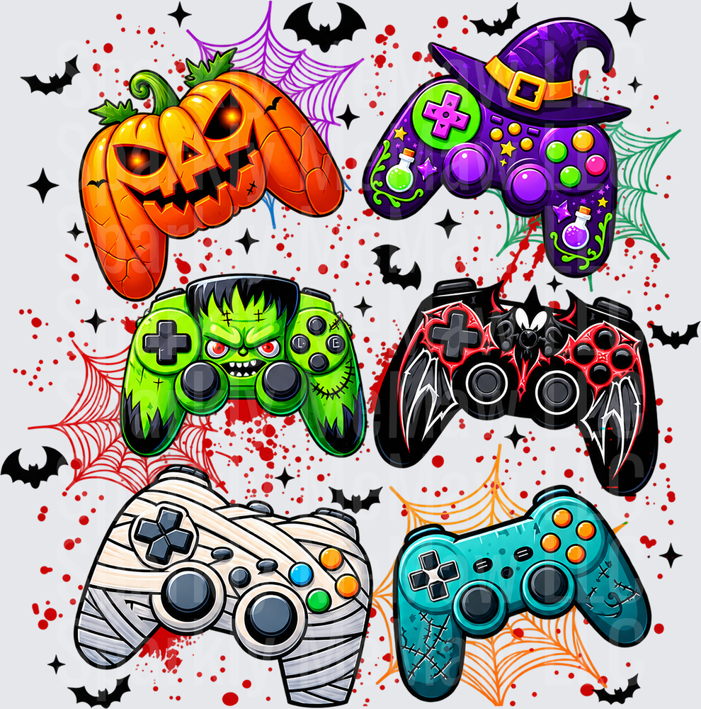 Halloween Monster Game Controllers UV DTF Decal