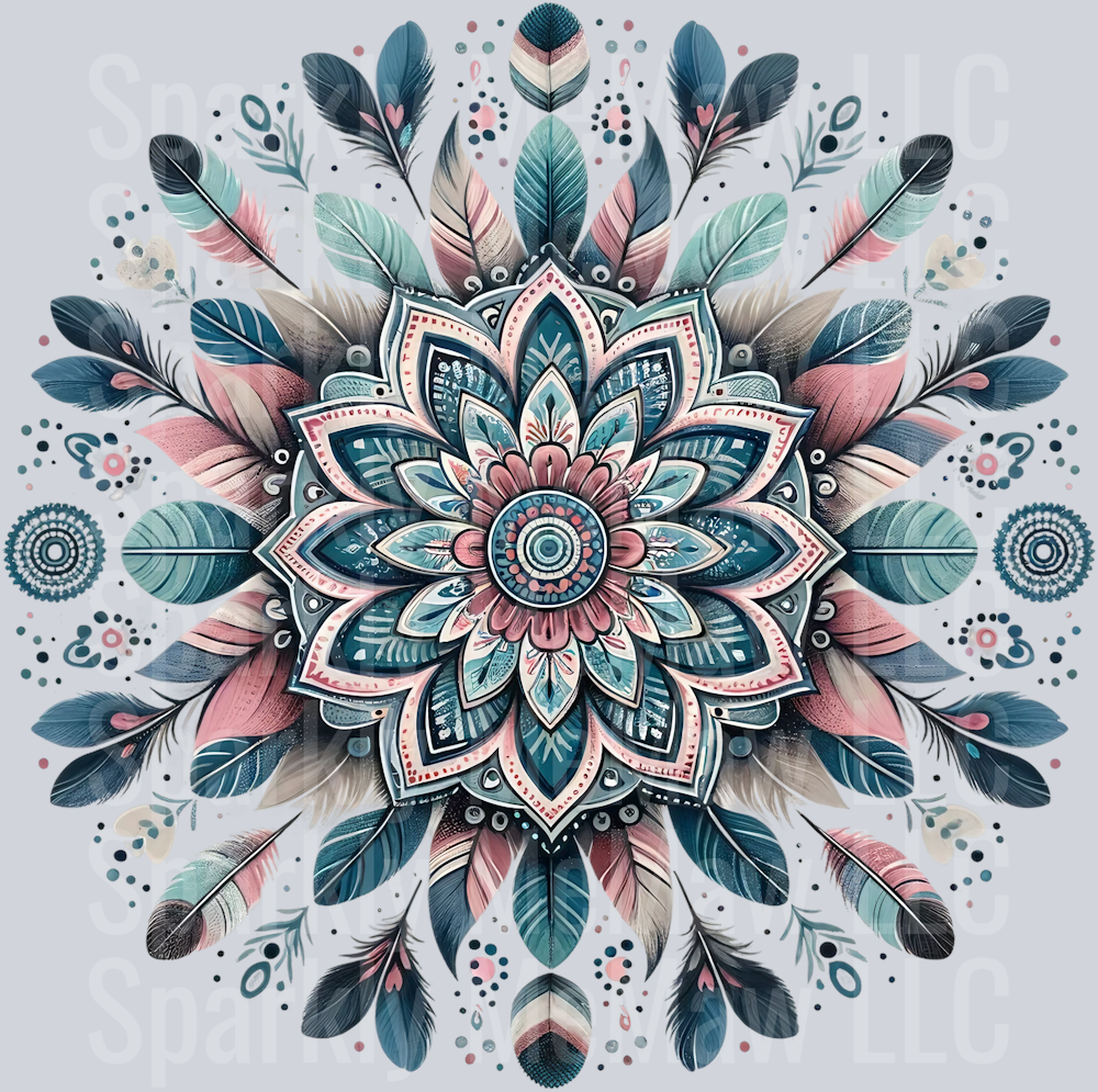 feathers mandala 1 Clip Art UV DTF Decal