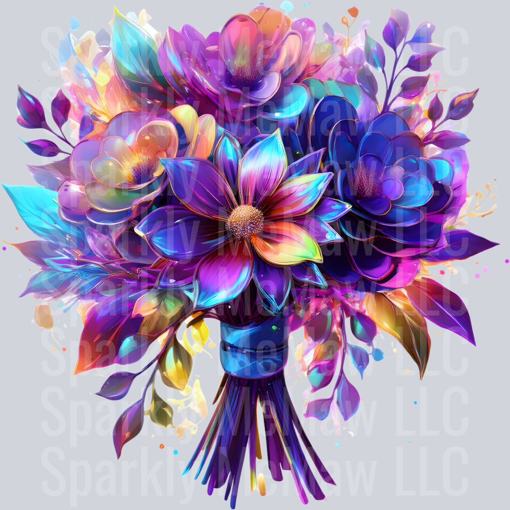 jewel tone floral clipart (29) UV DTF Decal