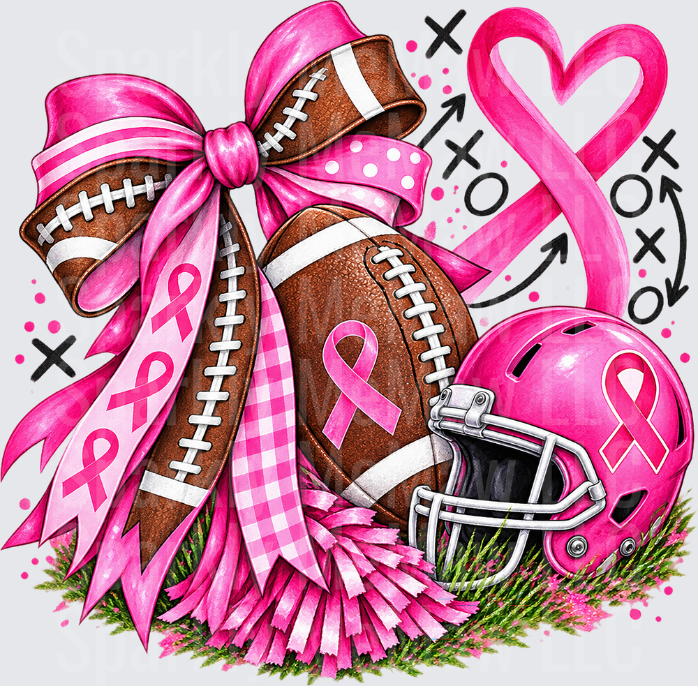 Pink Football Breast Cancer Awareness UV DTF Decal