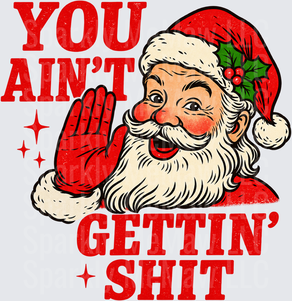 Retro Santa You Ain't Gettin' Shit DTF Transfer for Fabrics