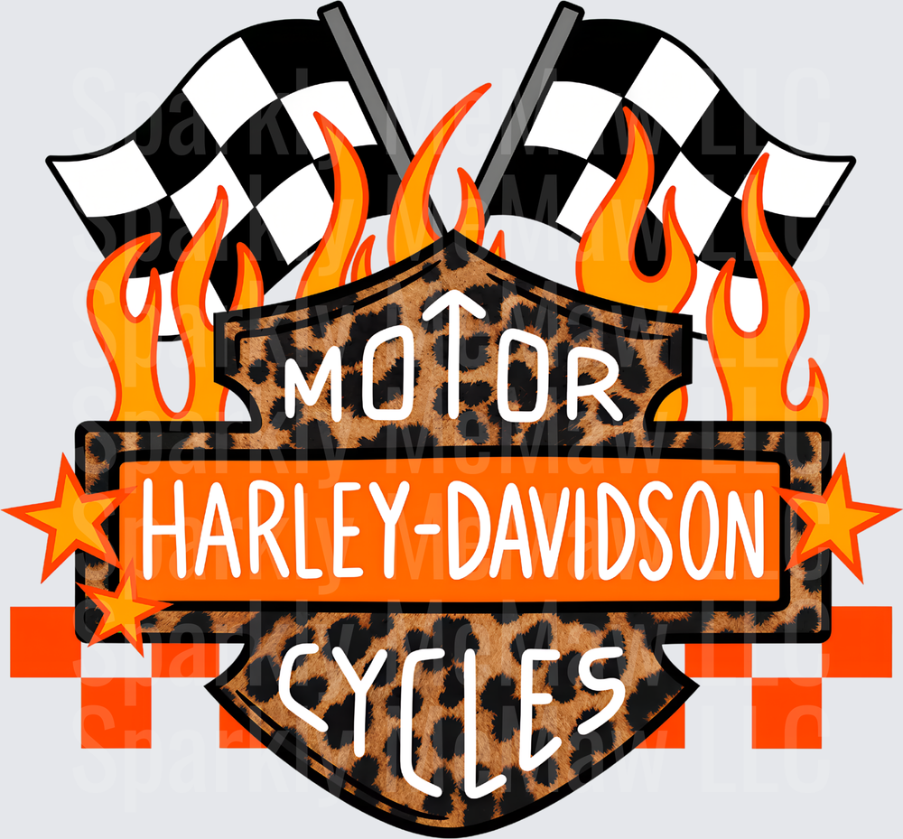 Harley-Davidson Leopard Flames Racing DTF Transfer