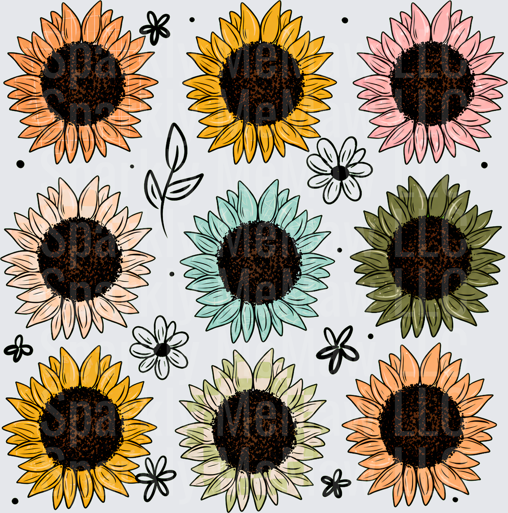 Colorful Sunflower Variety Bundle 10x10 inch uv dtf sheet