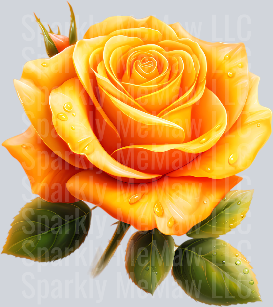 Realistic Yellow Rose 3 Clip Art UV DTF Decal