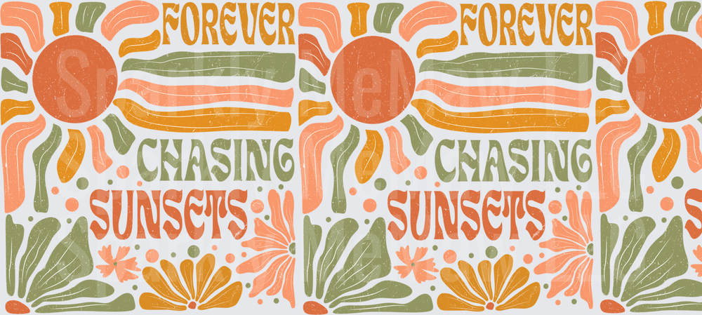 Forever Chasing Sunsets Retro Sun This Is A UV DTF 16 OZ Wrap