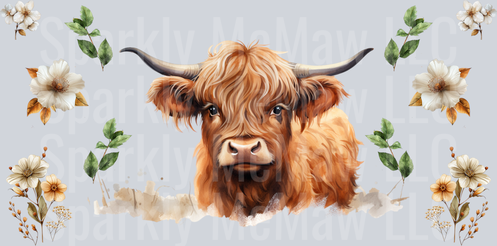Highland Cow 16 oz Glass Tumbler Wrap-10