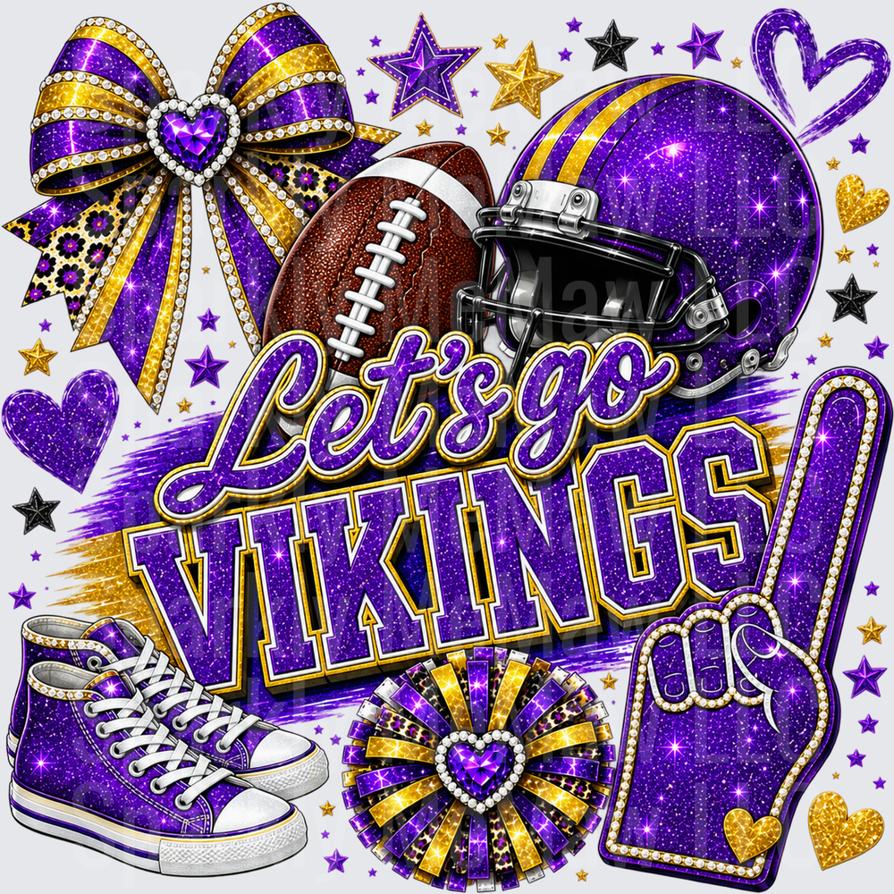 Let's Go Vikings Glitter Spirit UV DTF Decal