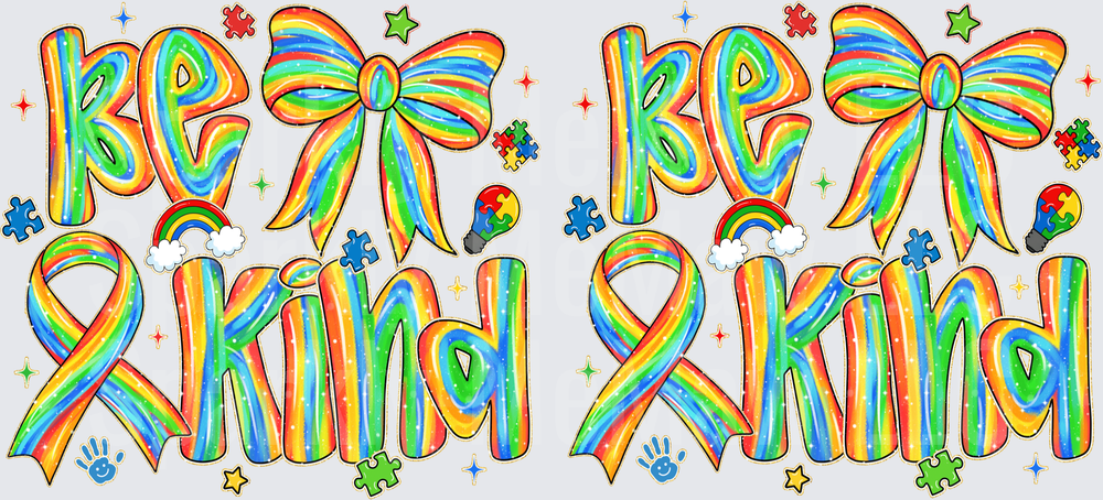 Be Kind Autism Awareness Rainbow this is a UV DTF 16 OZ Wrap
