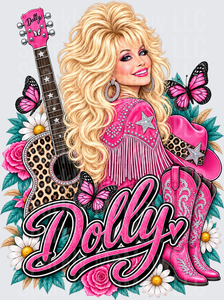 Dolly Parton Pink Western UV DTF Decal