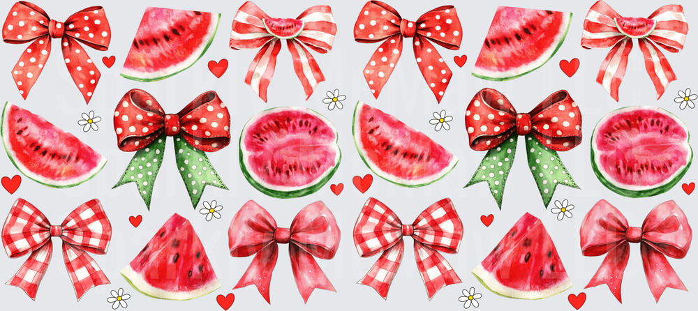 Watermelon Bows Summer Pattern is a UV DTF 16 OZ Wrap