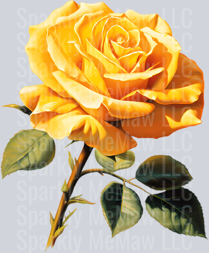Realistic yellow rose 5 Clip Art UV DTF Decal