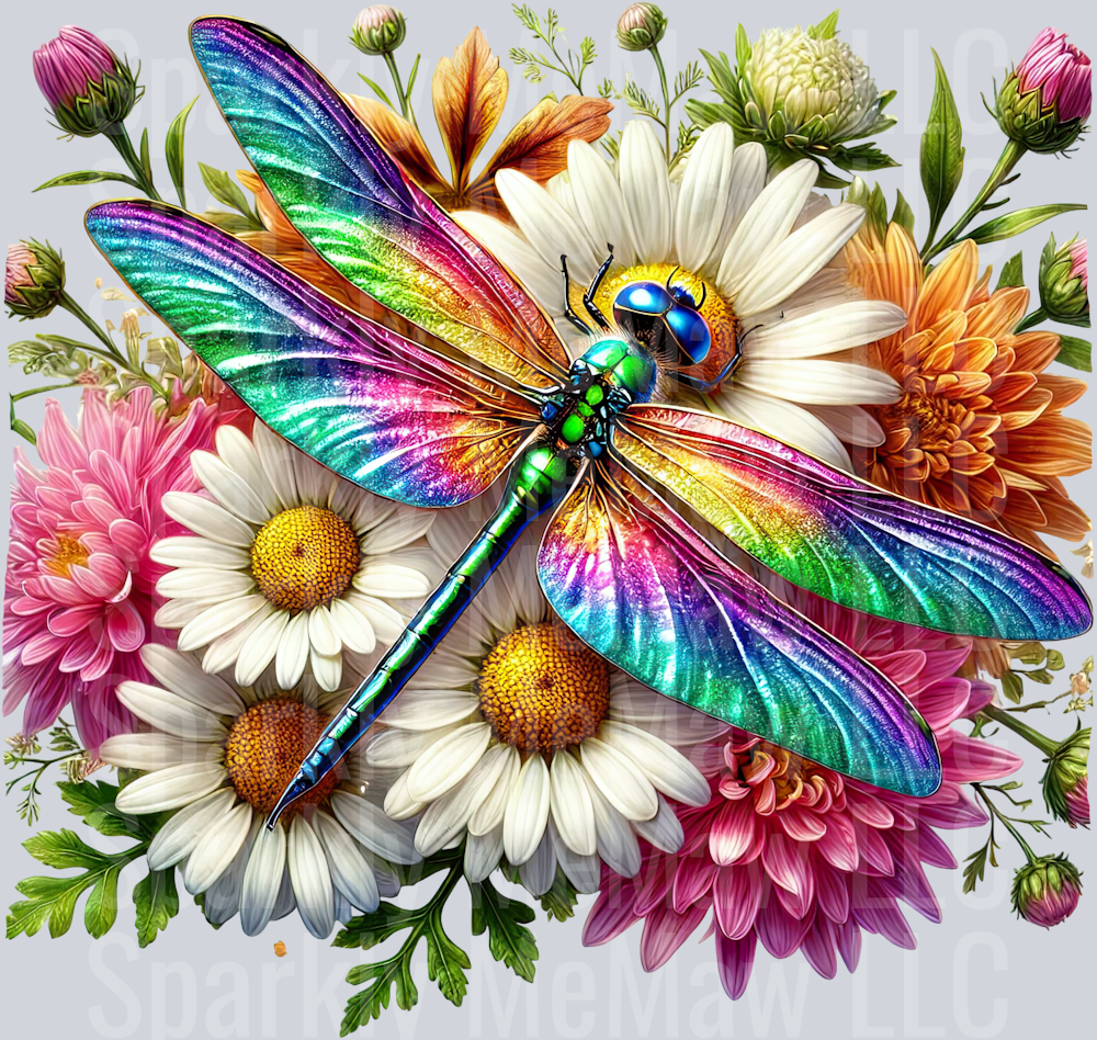 4 Floral Dragonfly UV DTF Clip Art Decal