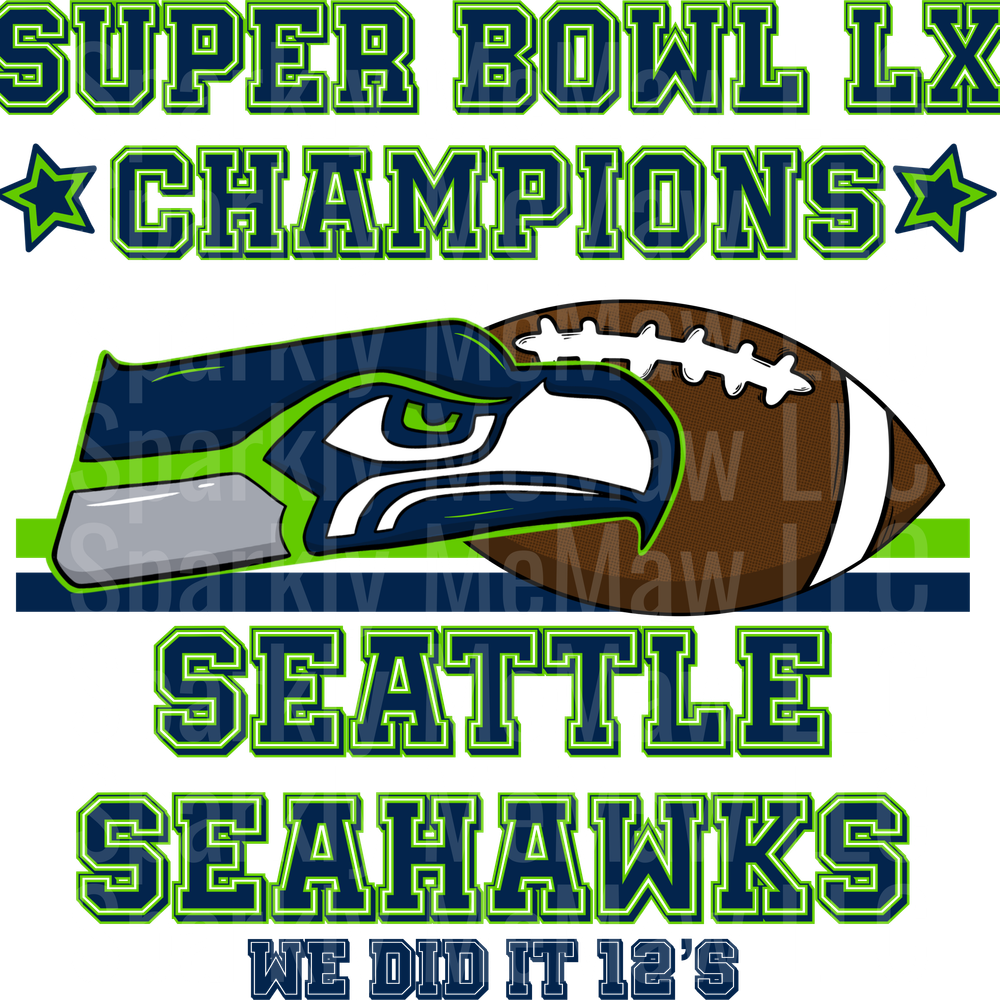 Seahawks champions UV DTF Decal