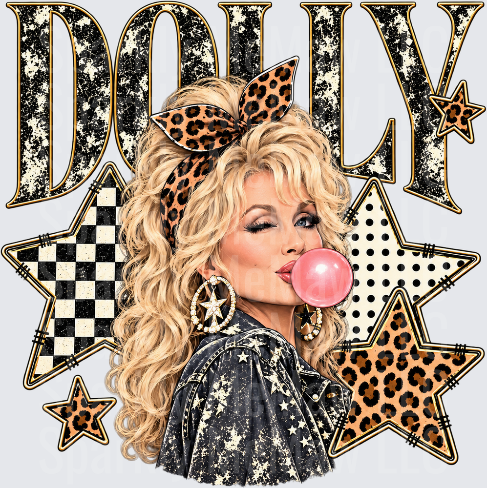 Dolly Parton Bubblegum Stars UV DTF Decal