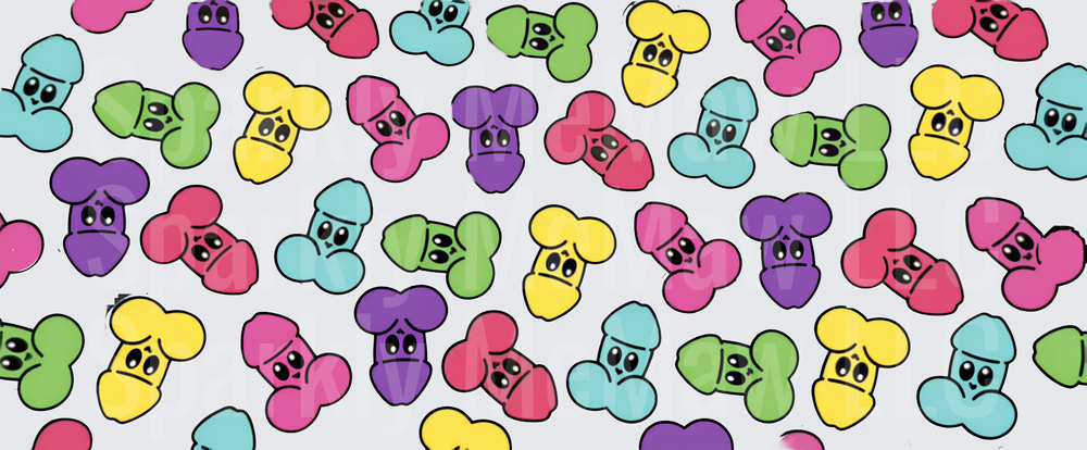 Sad Colorful Penis Pattern This is a UV DTF 16 OZ Wrap