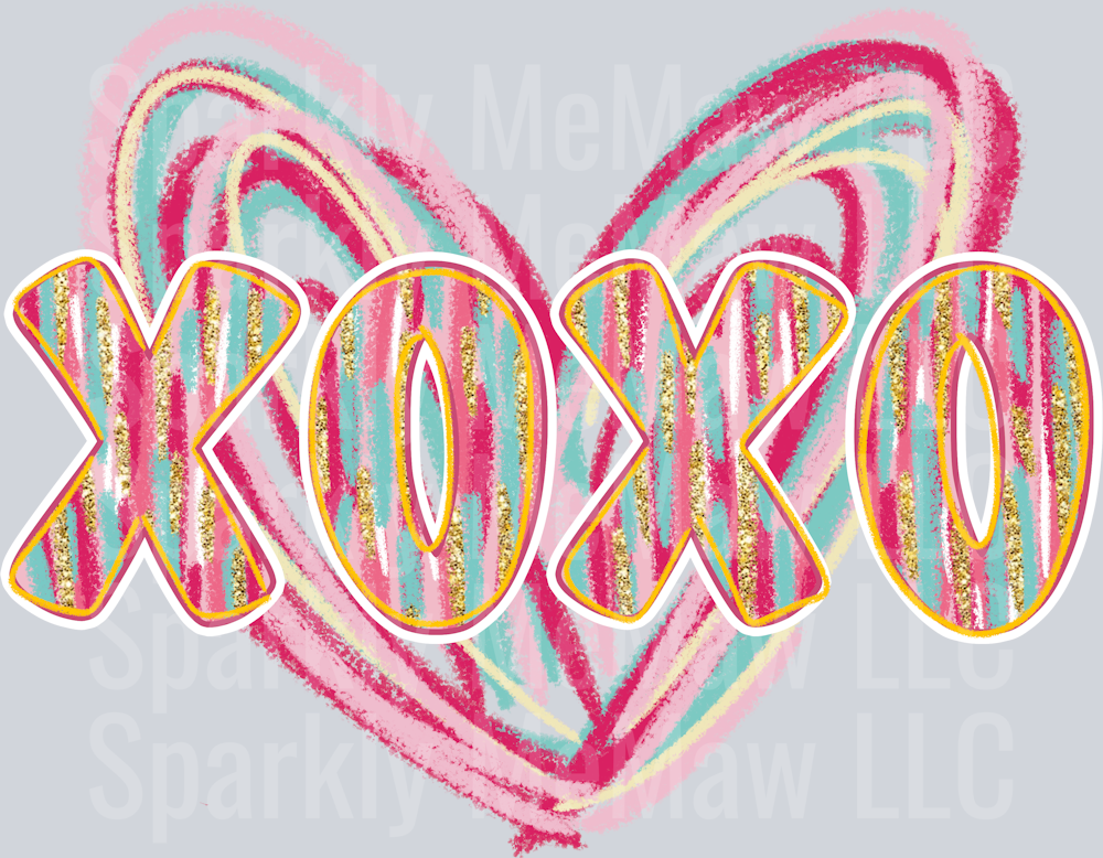 brushstroke xoxo heart UV DTF Decal