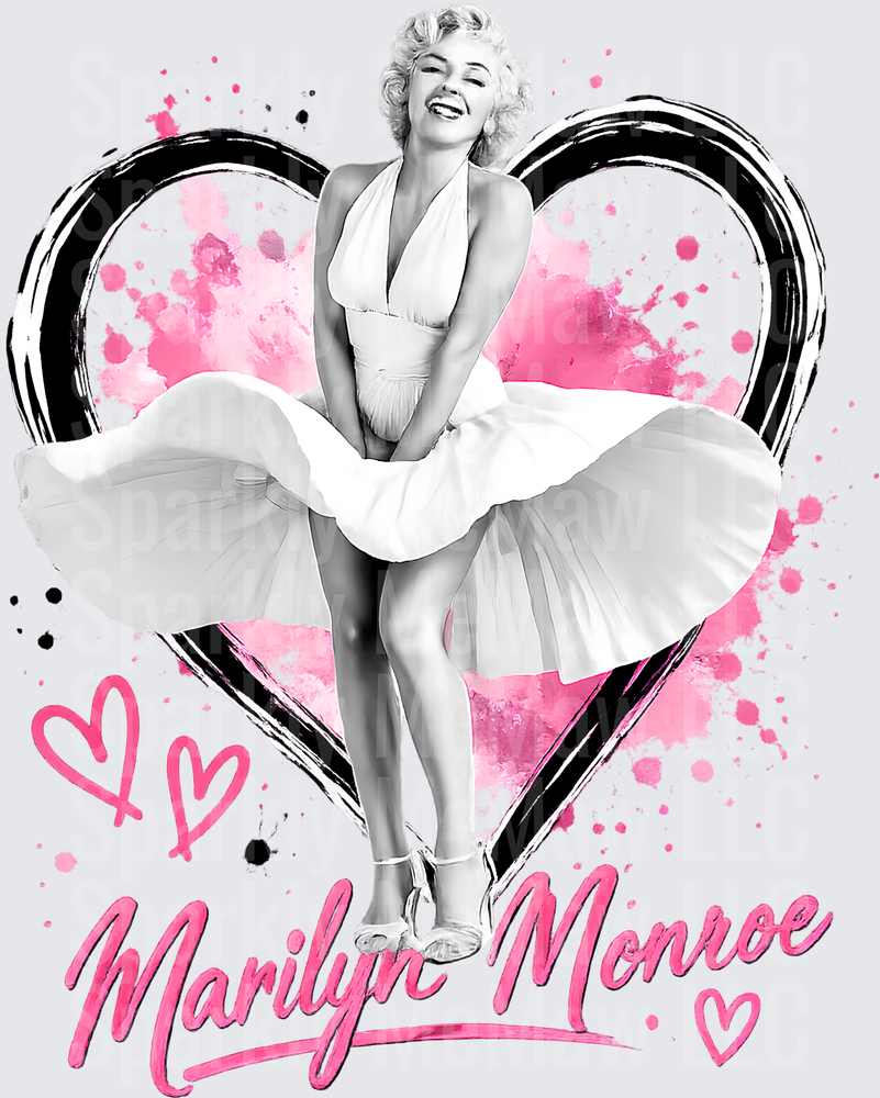 Marilyn Monroe Pink Heart Design UV DTF Decal