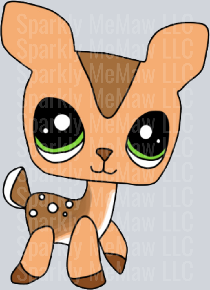 Littlest Pet Shop Cute Brown and Tan Dog with Green Eyes UV DTF Decal