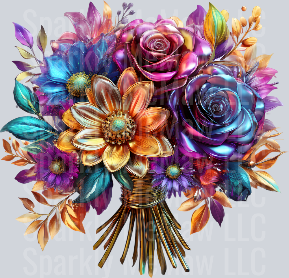 jewel tone floral clipart (175) UV DTF Decal