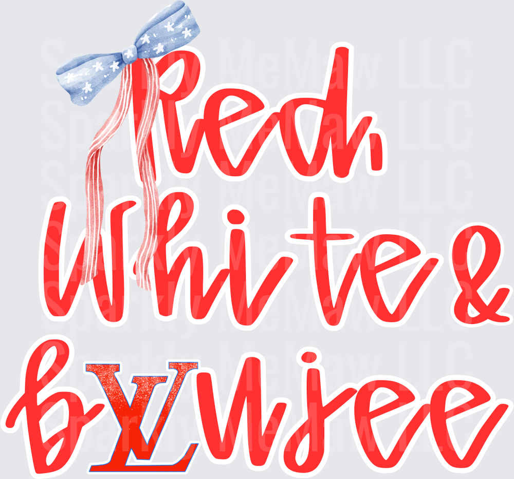 Red White and Booze Patriotic Text with Star Bow UV DTF Decal