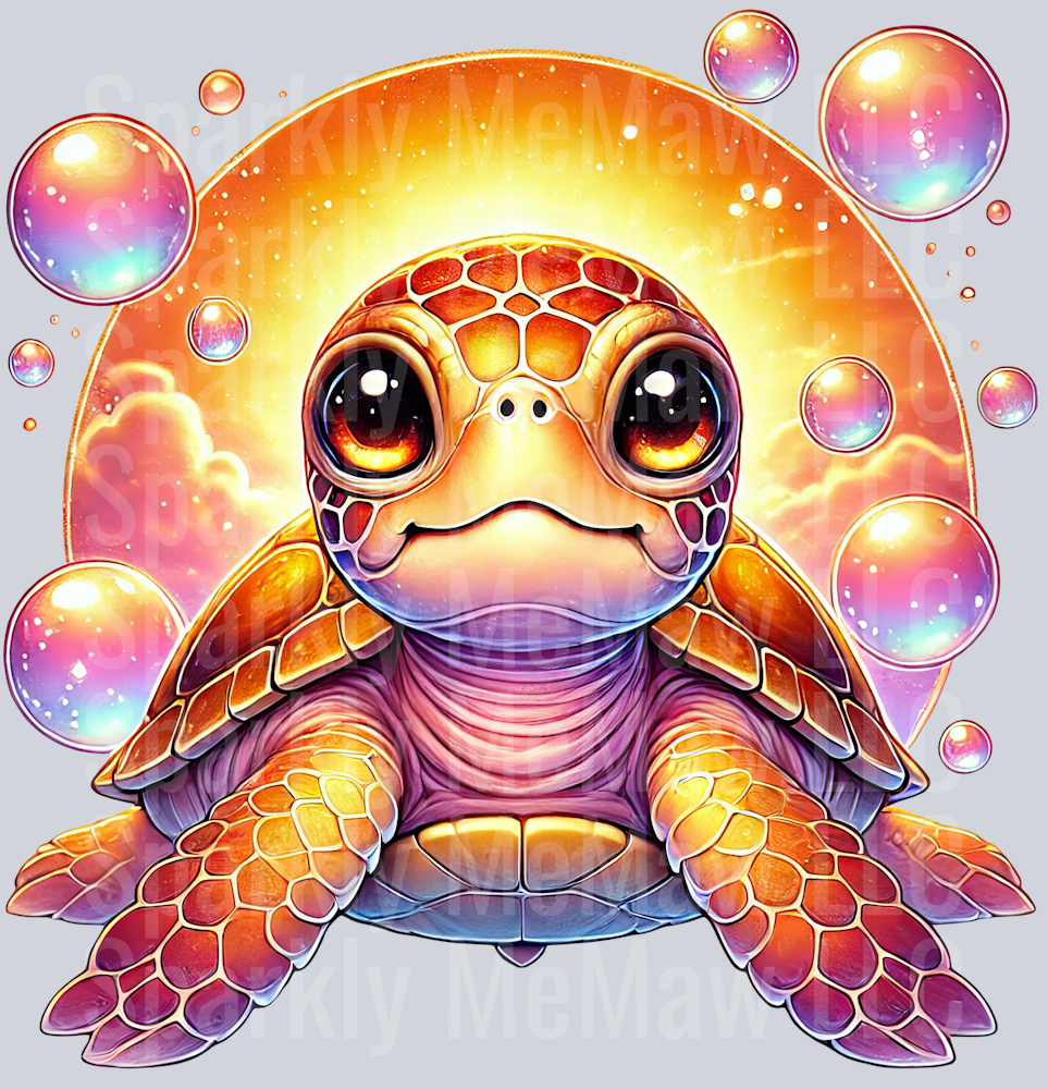 3 Colorful Turtle Clipart UV DTF Decal