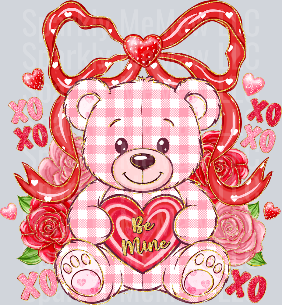 Coquette Be Mine Teddy Bear UV DTF Decal
