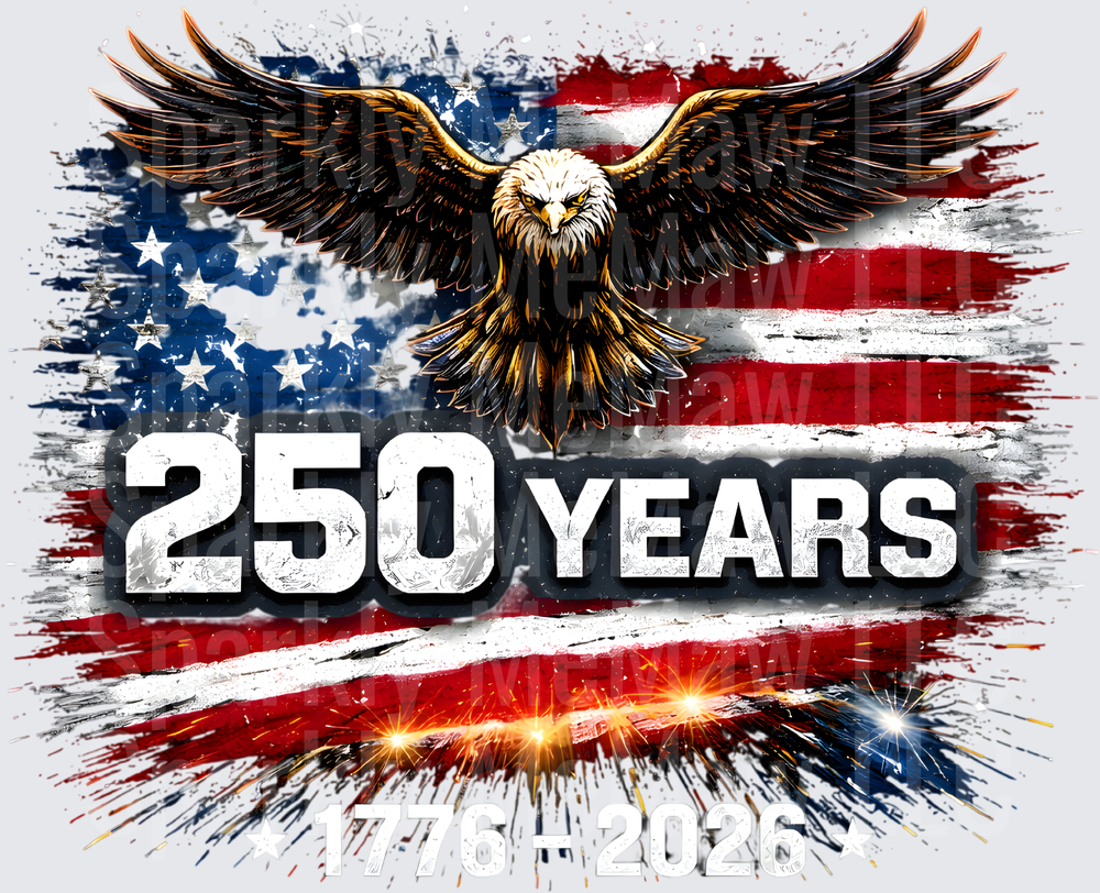 America 250 Years Anniversary Eagle with Distressed Flag Background