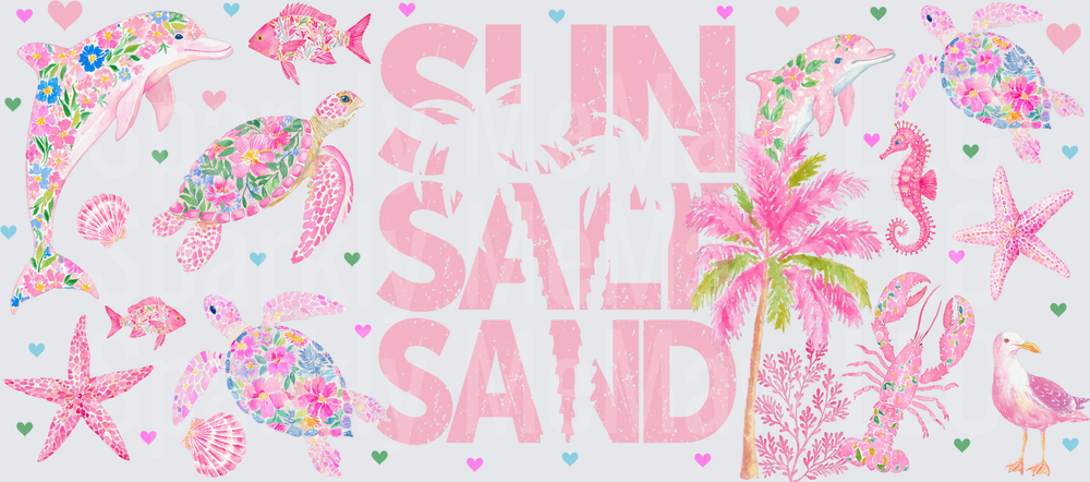 Sun Salt Sand Pink Ocean UV DTF 16 OZ Wrap