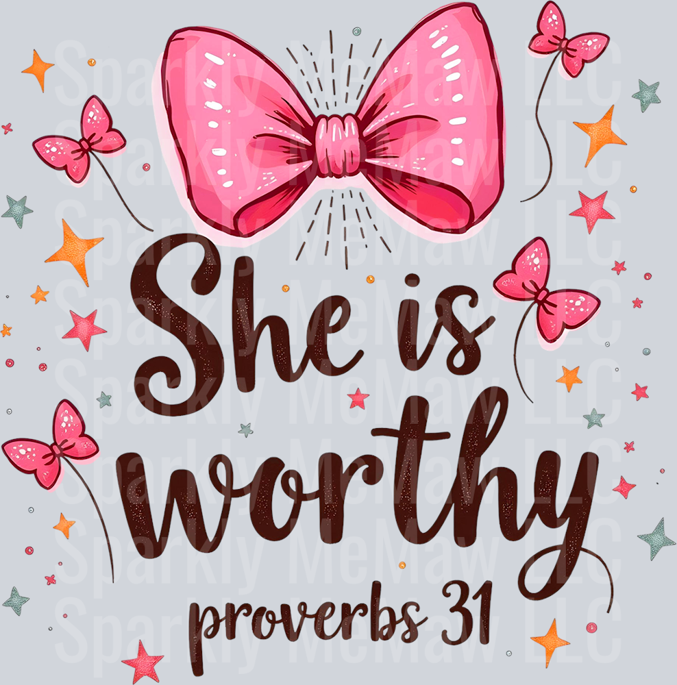 She is Worthy 'butterflies UV DTF Decal