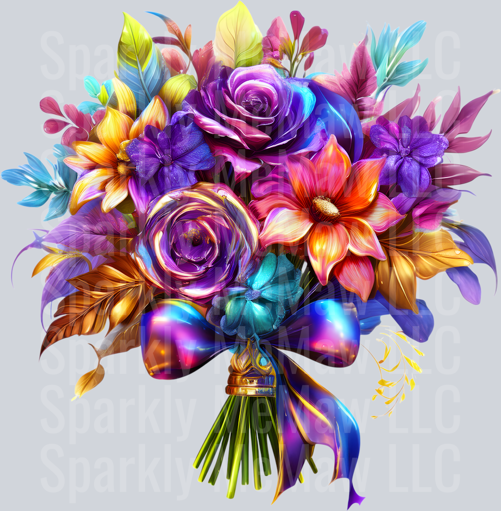 jewel tone floral clipart (43) UV DTF Decal