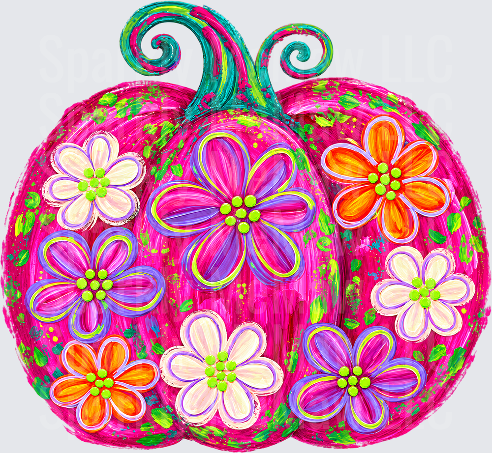 Floral Pink Pumpkin UV DTF Decal