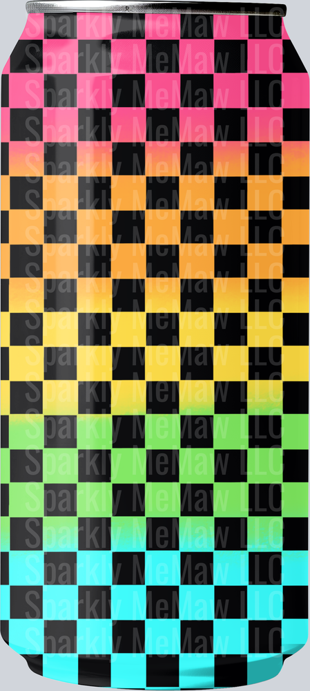 Rainbow Gradient Checkered Pattern UV DTF Decal