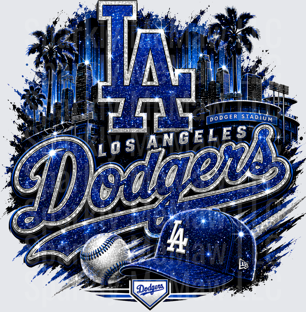 Los Angeles Dodgers Glitter Skyline UV DTF Decal