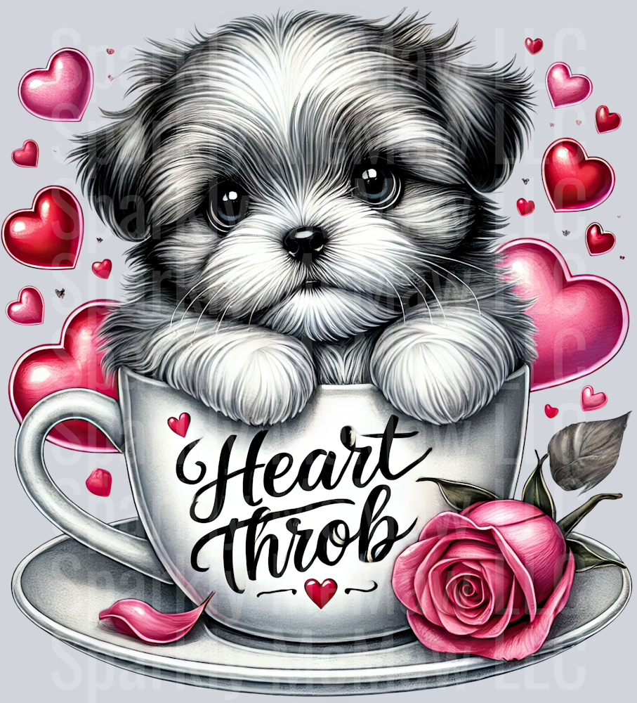 Valentines Cup Puppy UV DTF Decal 43