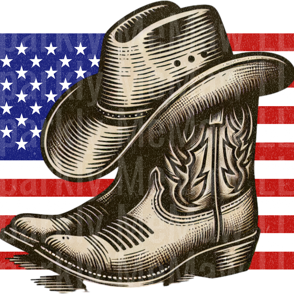 Boots and Flag UV DTF Decal