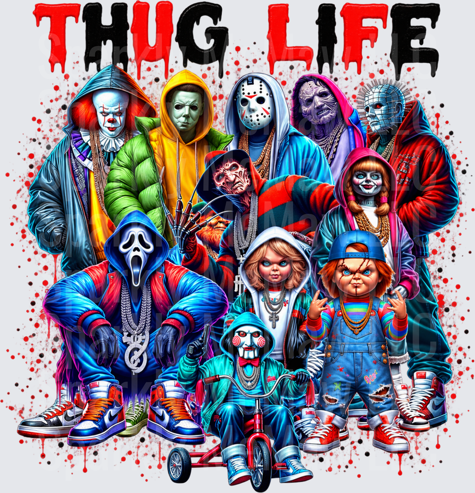Thug Life Horror Icons DTF Transfer for Fabrics